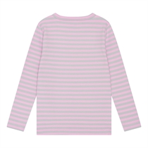 BIRKHOLM Stribet Rib Bluse Meleret Grå & Baby Lyserød